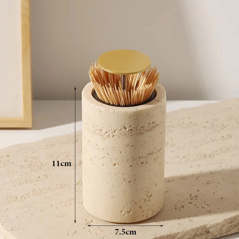 Marble Toothpick Holder-Modern Bathroom Storage-Velvet & Vigor