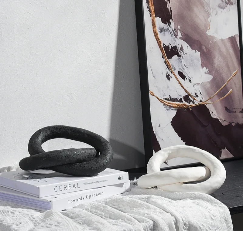 Black Knot Sculpture-Modern Decorative Accessories-Media Wall-Velvet & Vigor