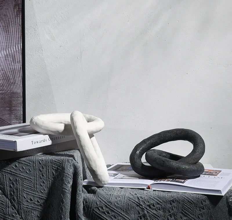 Black Knot Sculpture-Modern Decorative Accessories-Media Wall-Velvet & Vigor