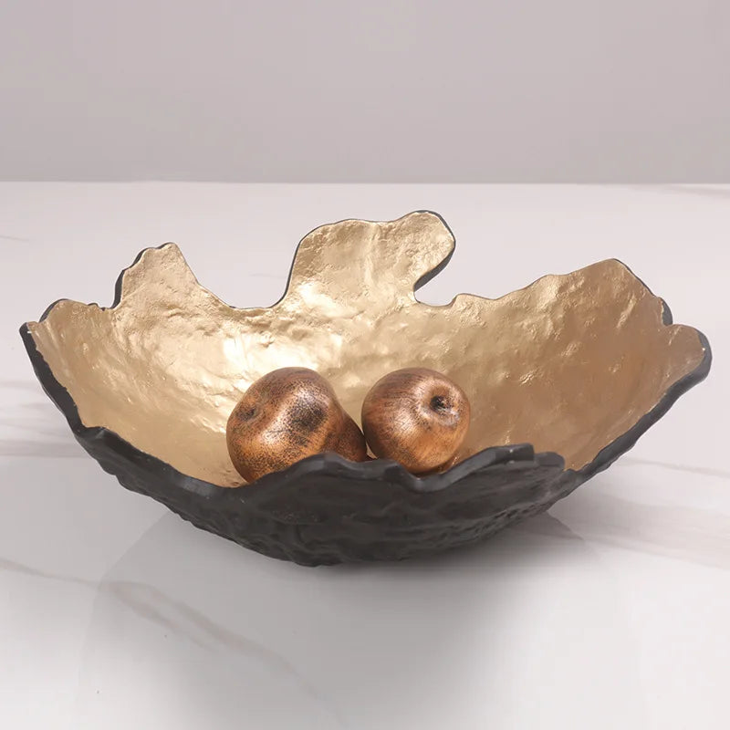 Velvet & Vigor Handcrafted Irregular Bowl- Desktop Storage-Media Wall Accessories-Gold;Black