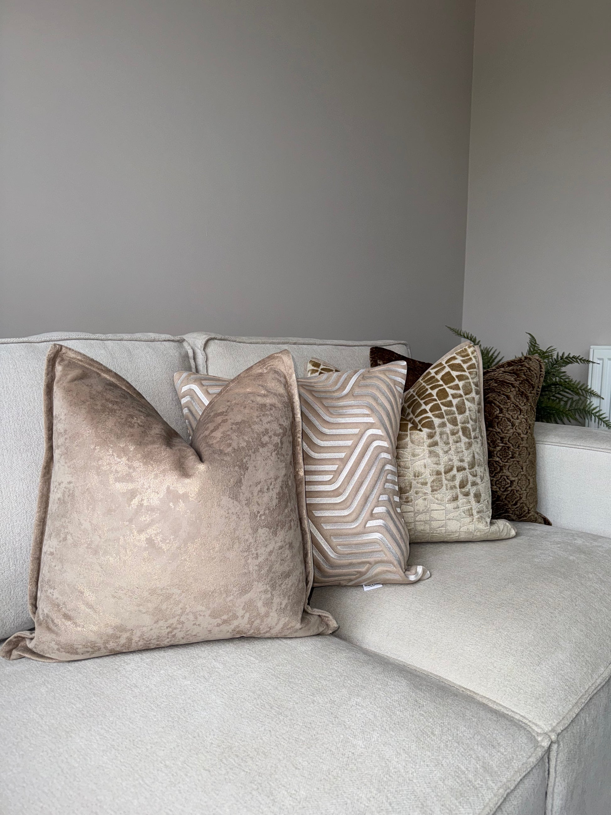 Gold Metallic Cushion-45x45cm-Neutral Home Decor-Luxury Soft Furnishings-Velvet & Vigor 