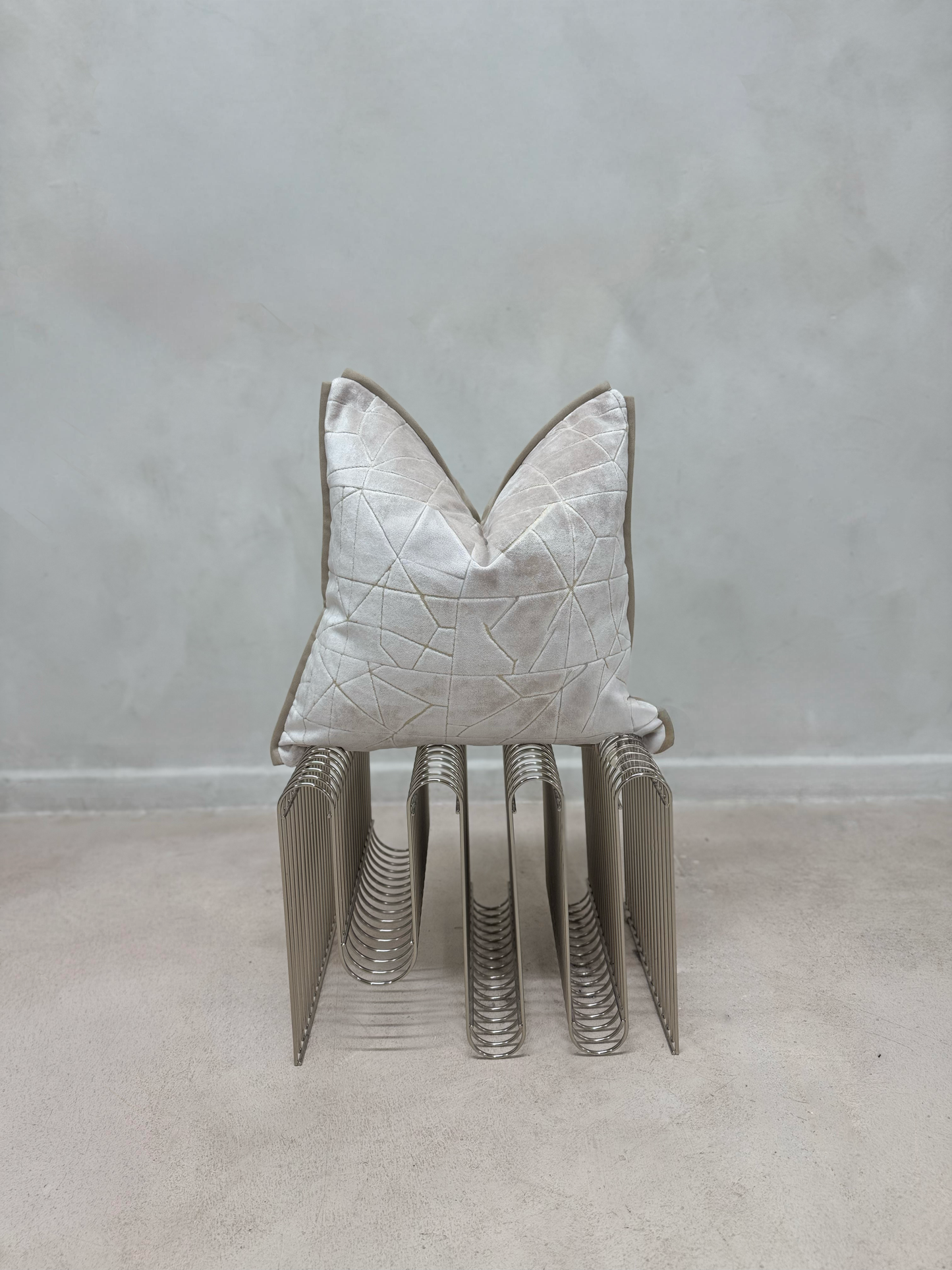 Cream Metallic Cushion-45x45-Neutral Living Interiors-Velvet & Vigor