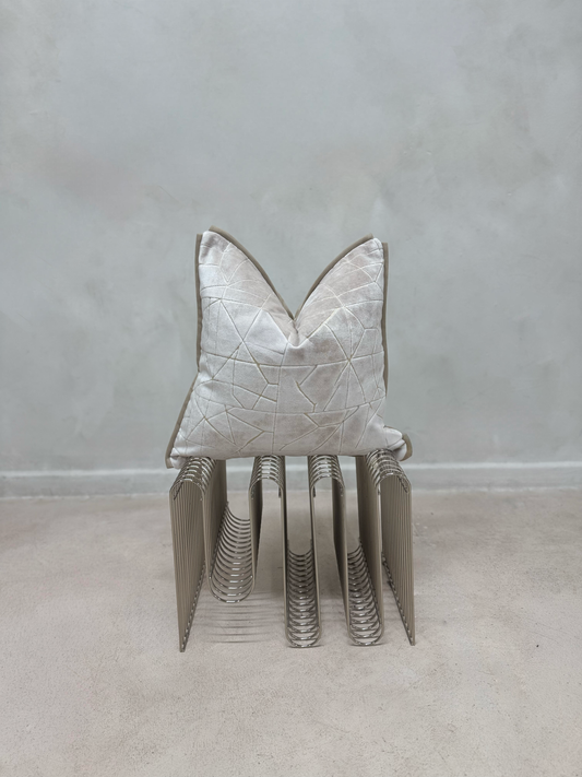 Cream Metallic Cushion-45x45-Neutral Living Interiors-Velvet & Vigor