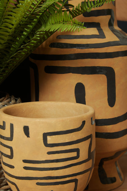 Handmade Earthware Vase-Abstract Print-H41cm-Unique Home Decor-Velvet & Vigor