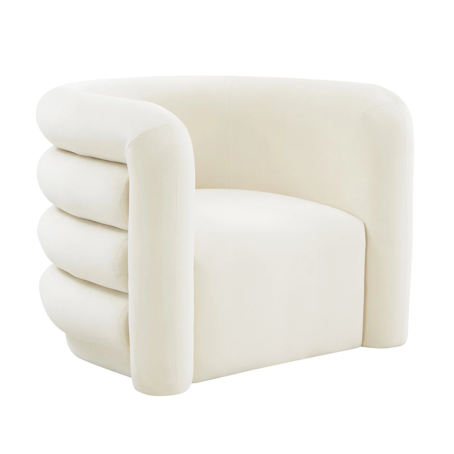 Curves Velvet Lounge Chair-White;Black-Accent Chairs-Velvet&Vigor