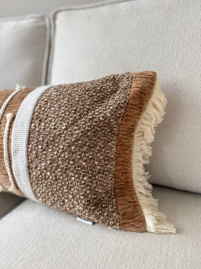 Boho Cushion-30x70cm-Cream;Brown-Luxury Soft Furnishings-Velvet&Vigor 