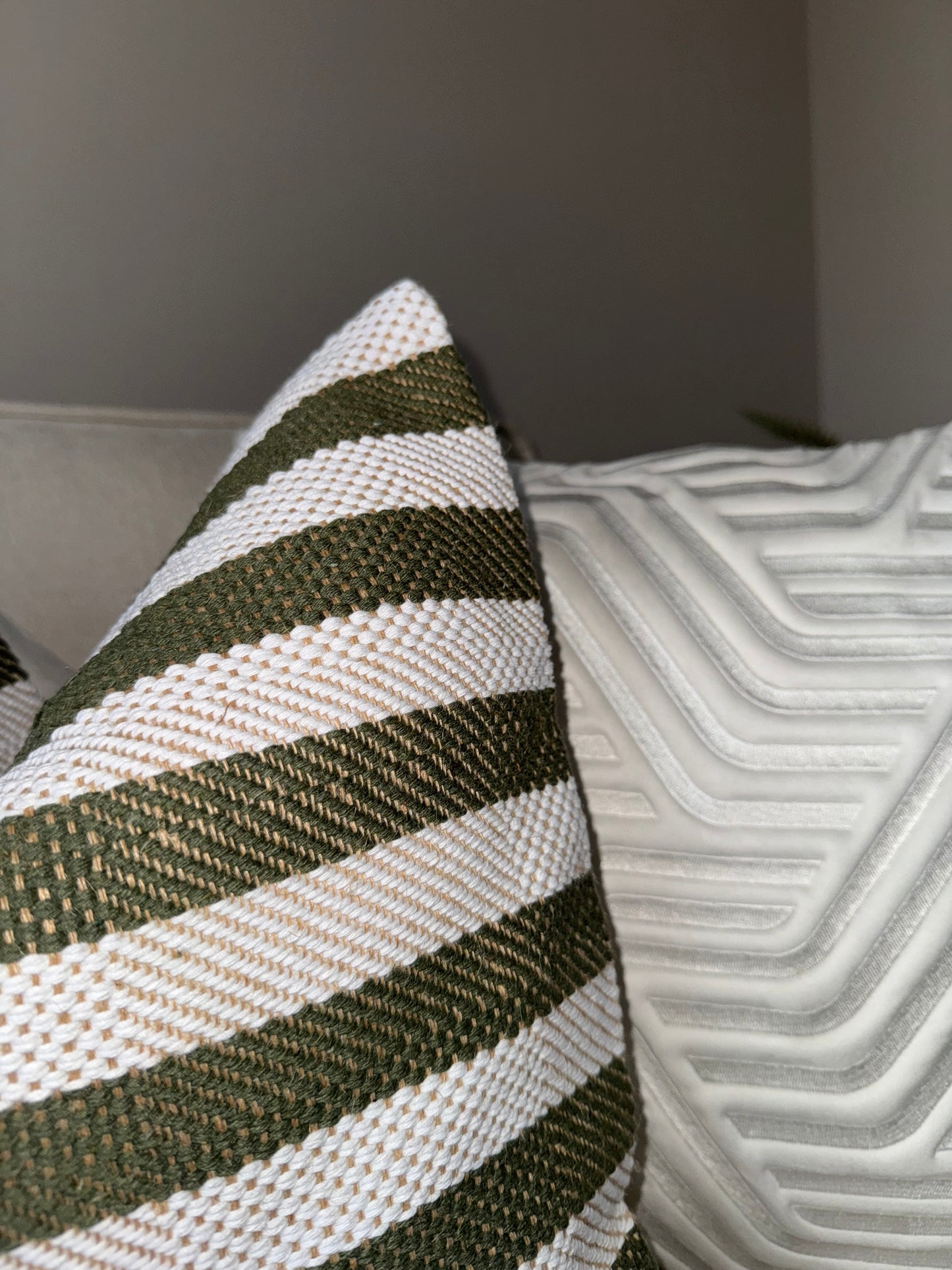 Green Striped Cushion-Luxury Handmade Cushion-Modern Home Decor-Velvet & Vigor