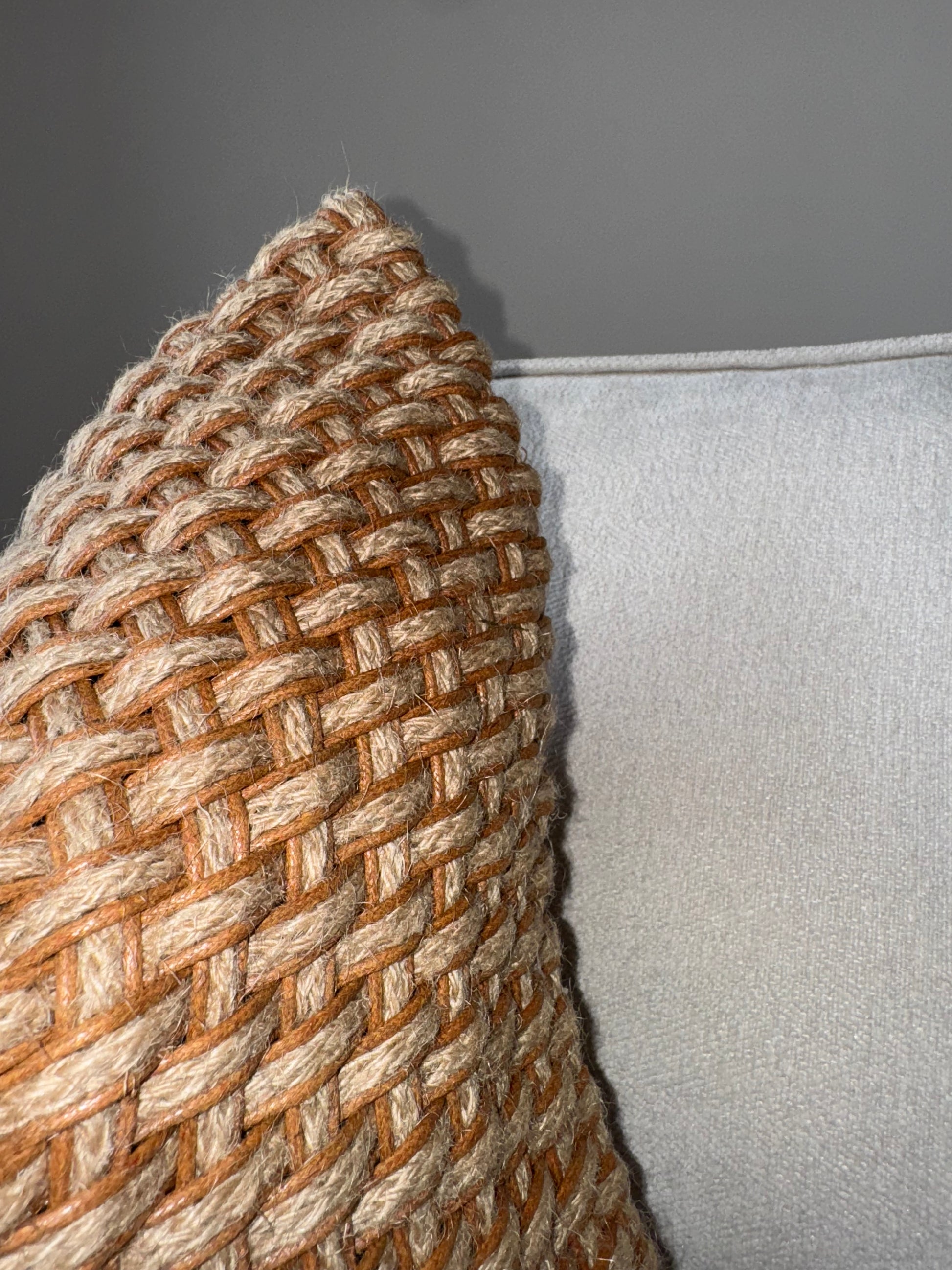 Handwoven Cushion-Brown;Beige-Earth Tones-Luxury Soft Furnishings-50x50cm-Velvet & Vigor