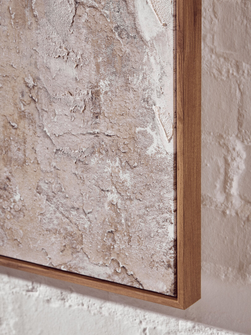 Pair of abstract art pieces with beige and brown tones-Framed Canvas-Velvet & Vigor