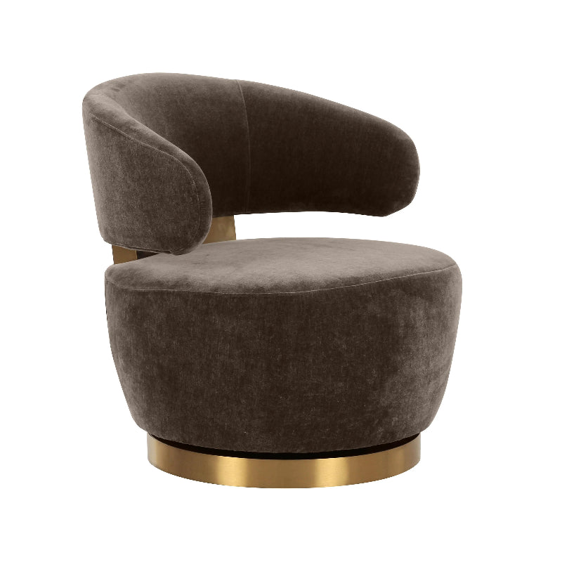 Austin Champagne Velvet Swivel Chair-Accent Chairs-Modern Living Room-Velvet&Vigor 