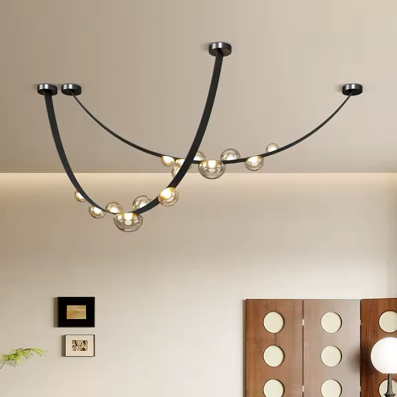 Leather Belt Glass LED Ceiling Chandelier | Minimalist Home Decor - Velvet&Vigor 