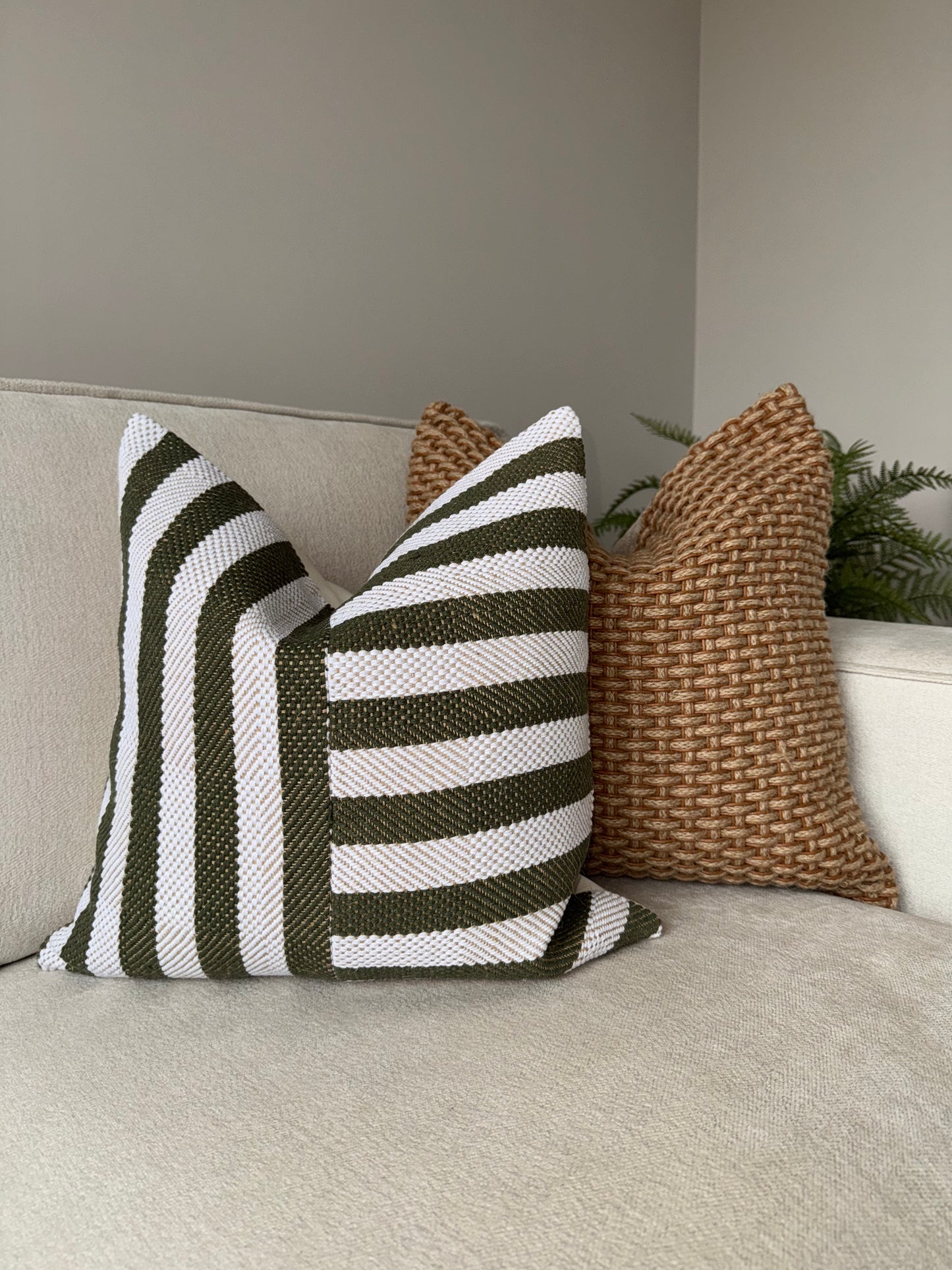 Green Striped Cushion-Luxury Handmade Cushion-Modern Home Decor-Velvet & Vigor