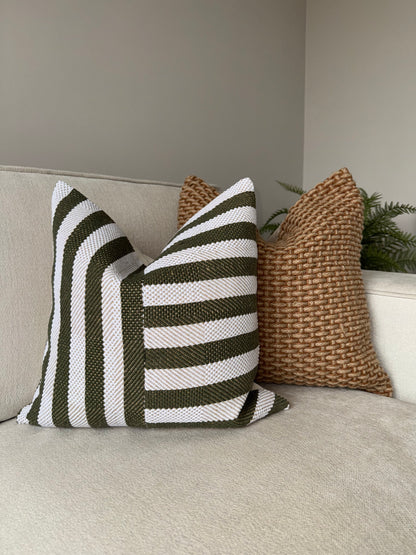 Green Striped Cushion-Luxury Handmade Cushion-Modern Home Decor-Velvet & Vigor