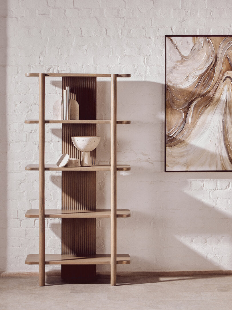 Abstract Framed Canvas-Neutral Colours-H120-Modern Wall Art-Velvet & Vigor