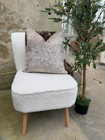 White Velvet Cushion-45x45cm-Modern Soft Furnishings-Velvet & Vigor 