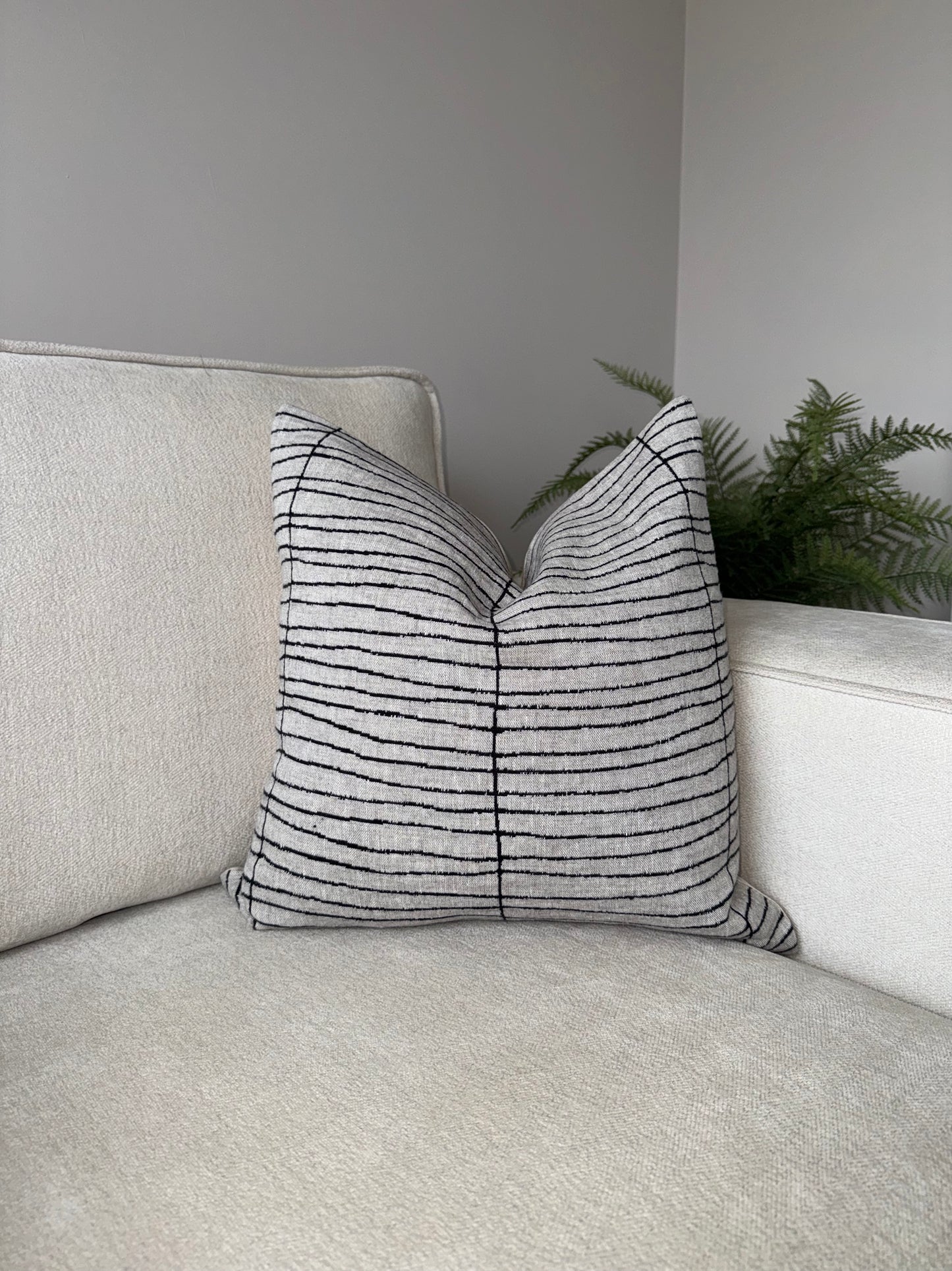 Striped Cushion-Luxury Soft Furnishings-Luxury Home Decor-Black;Grey;Cream-45x45cm-Velvet & Vigor