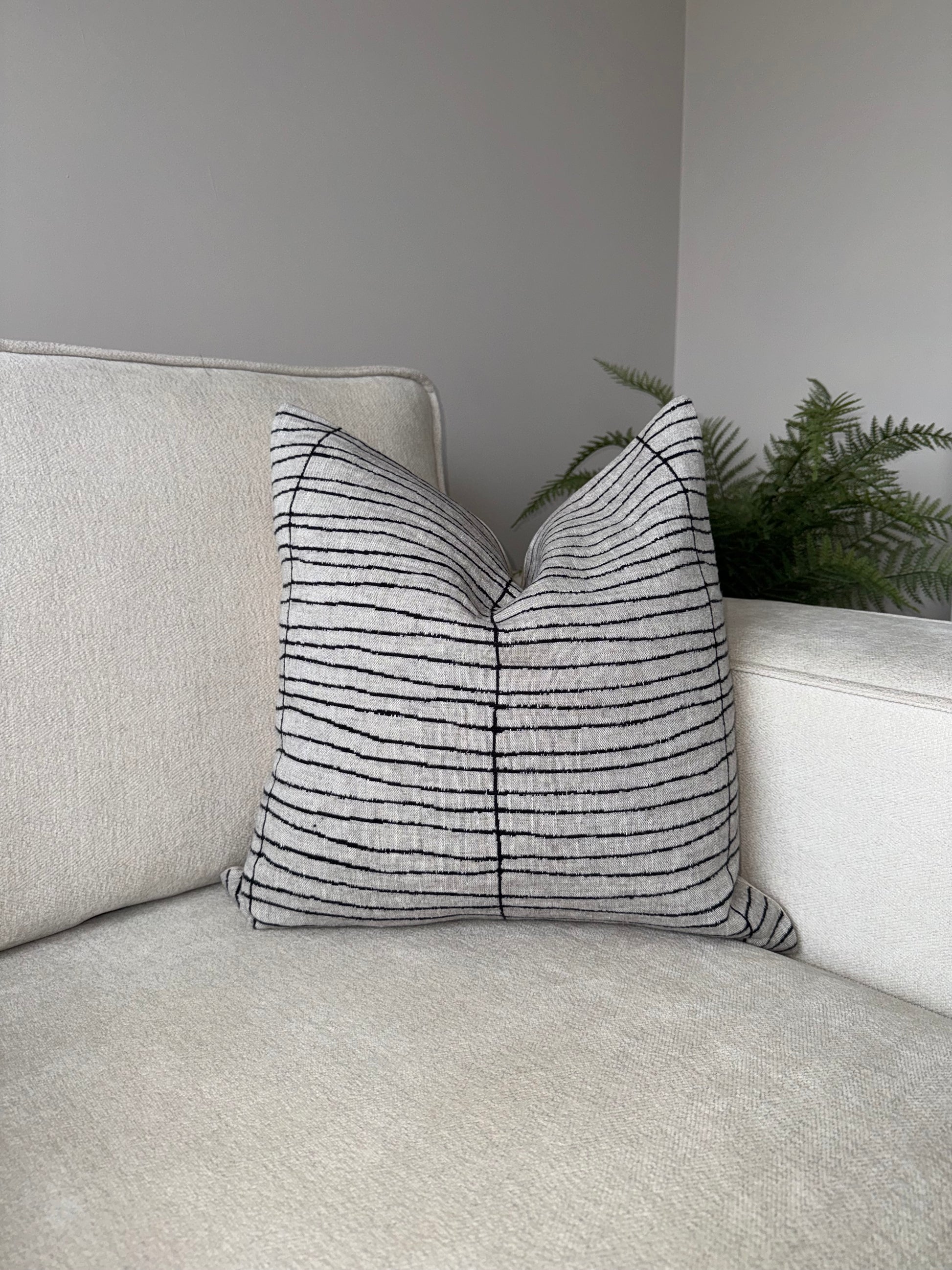 Striped Cushion-Luxury Soft Furnishings-Luxury Home Decor-Black;Grey;Cream-45x45cm-Velvet & Vigor