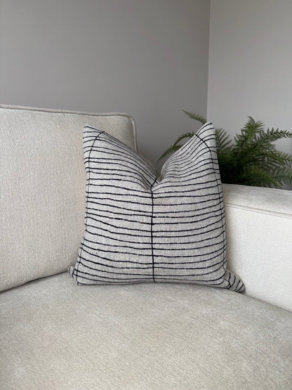 Striped Cushion-Luxury Soft Furnishings-Luxury Home Decor-Black;Grey;Cream-45x45cm-Velvet & Vigor