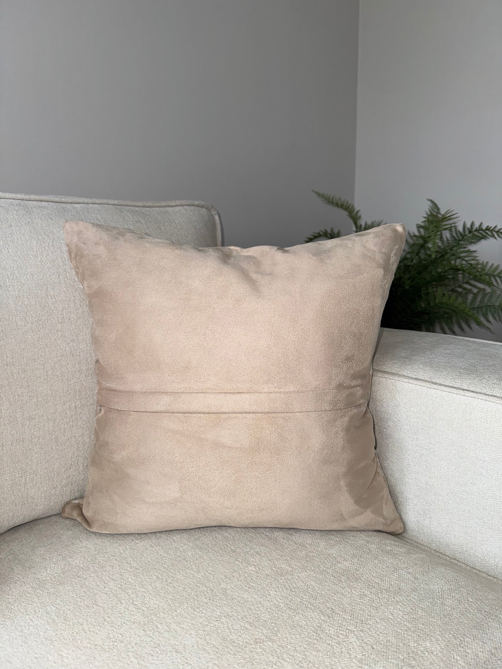 Handmade Luxury Cushion-45x45-White;Taupe-Unique Home Decor-Velvet & Vigor 