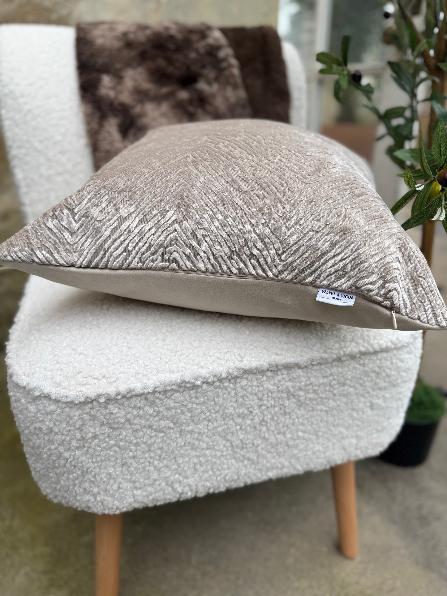 White Velvet Cushion-45x45cm-Modern Soft Furnishings-Velvet & Vigor 