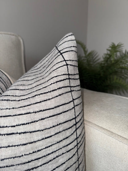 Striped Cushion-Luxury Soft Furnishings-Luxury Home Decor-Black;Grey;Cream-45x45cm-Velvet & Vigor