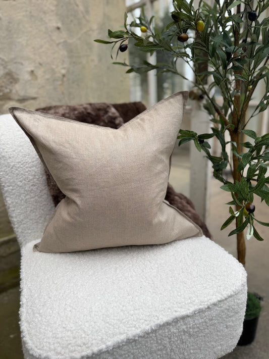 Luxury Linen Cushion-Natural-45x45cm-Modern Decor-Velvet & Vigor 