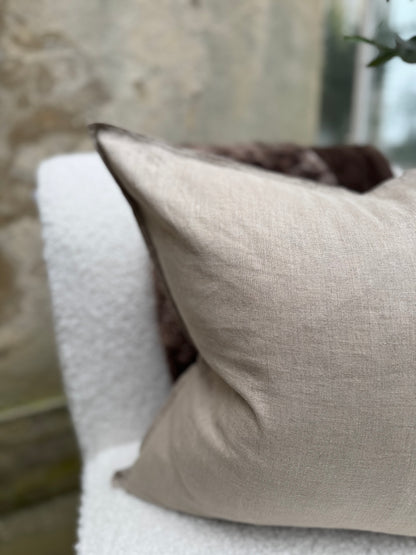 Luxury Linen Cushion-Natural-45x45cm-Modern Decor-Velvet & Vigor 