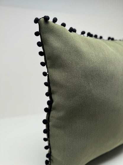 Green Pompom Cushion Cover 45x45cm- Velvet&Vigor 