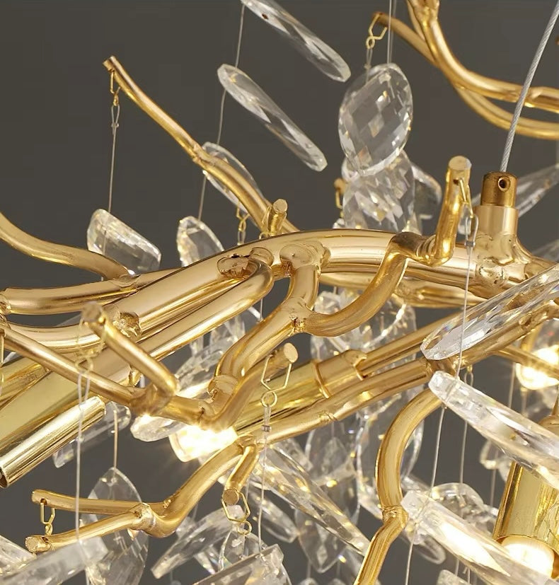 Luxury Gold Crystal LED Chandeliers | Living/Dining Room Lighting - Velvet&Vigor 