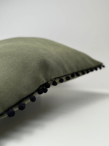 Green Pompom Cushion Cover 45x45cm- Velvet&Vigor 