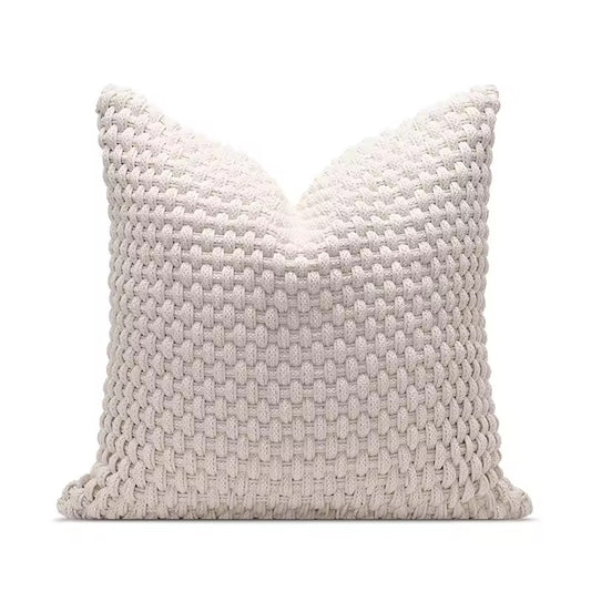 Luxury linen blend cushion cover, minimalist interiors, 50x50cm, white-Velvet & Vigor 