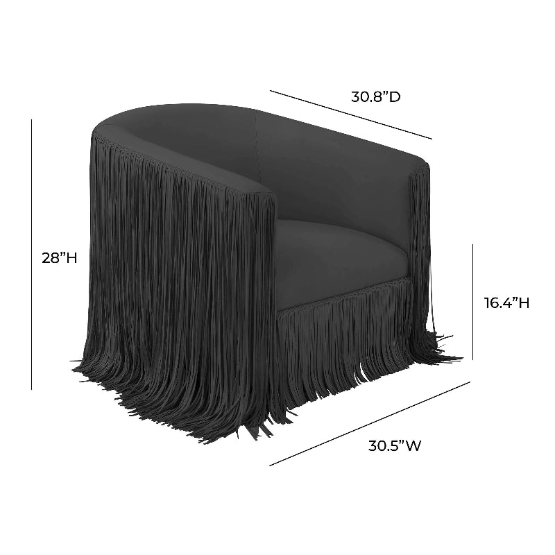 Black Fringed Chair-Bold Interiors-Living Room Furniture-TOV Furniture-Velvet&Vigor