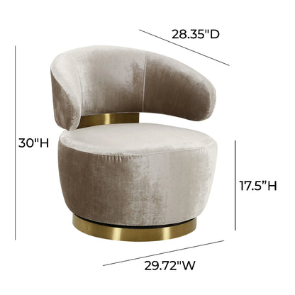 Austin Champagne Swivel Chair-TOV Furniture-Velvet-Accent Chair-Velvet&Vigor