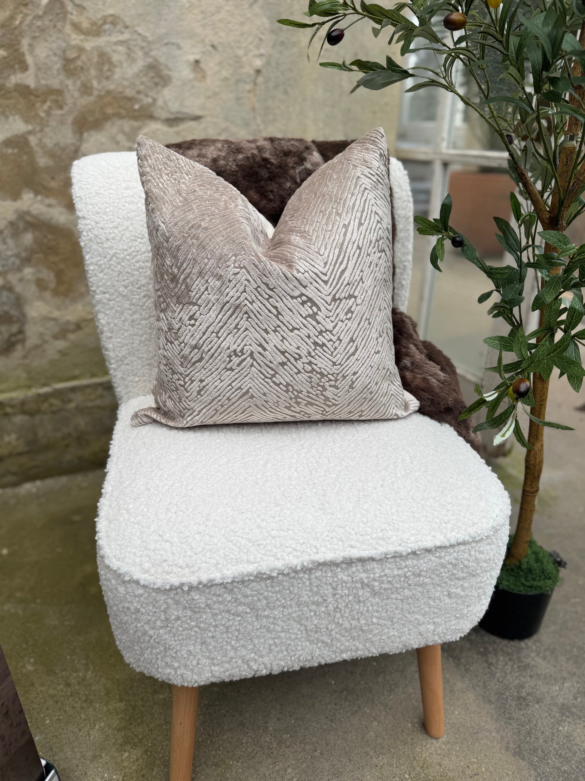 White Velvet Cushion-45x45cm-Modern Soft Furnishings-Velvet & Vigor 