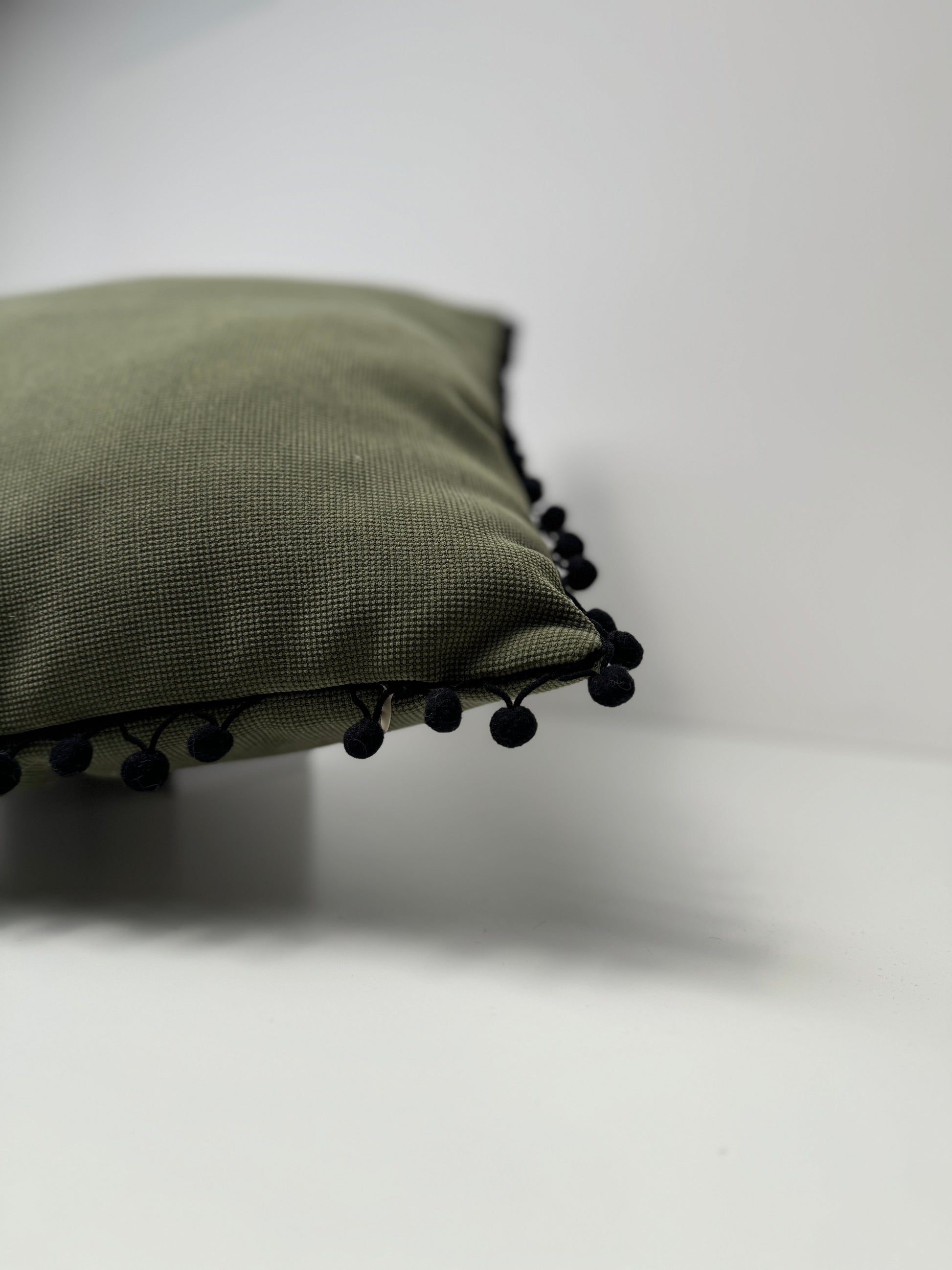 Green Pompom Cushion Cover 45x45cm- Velvet&Vigor 