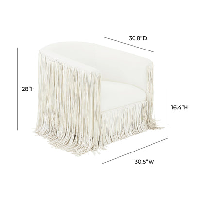 Fringed Swivel Chair-White-TOV Furniture-Velvet&Vigor