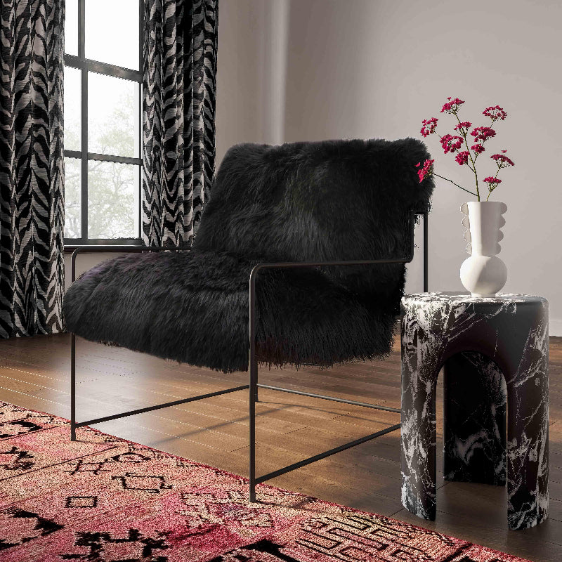 Kimi Genuine Sheepskin Accent Chair-TOV Furniture-Modern Living Interiors-Velvet&Vigor