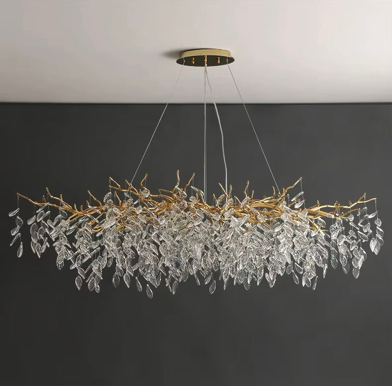 Luxury Gold Crystal LED Chandeliers | Living/Dining Room Lighting - Velvet&Vigor 