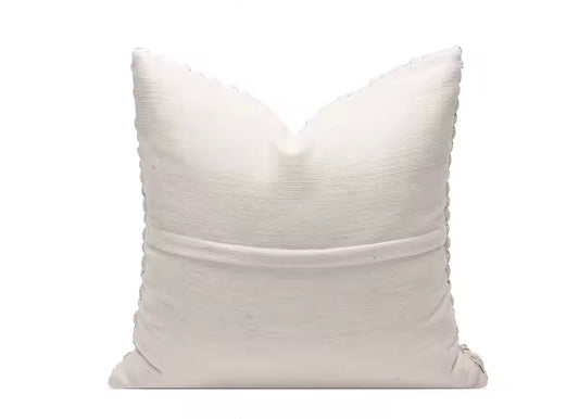 Luxury linen blend cushion cover, minimalist interiors, 50x50cm, white-Velvet & Vigor 