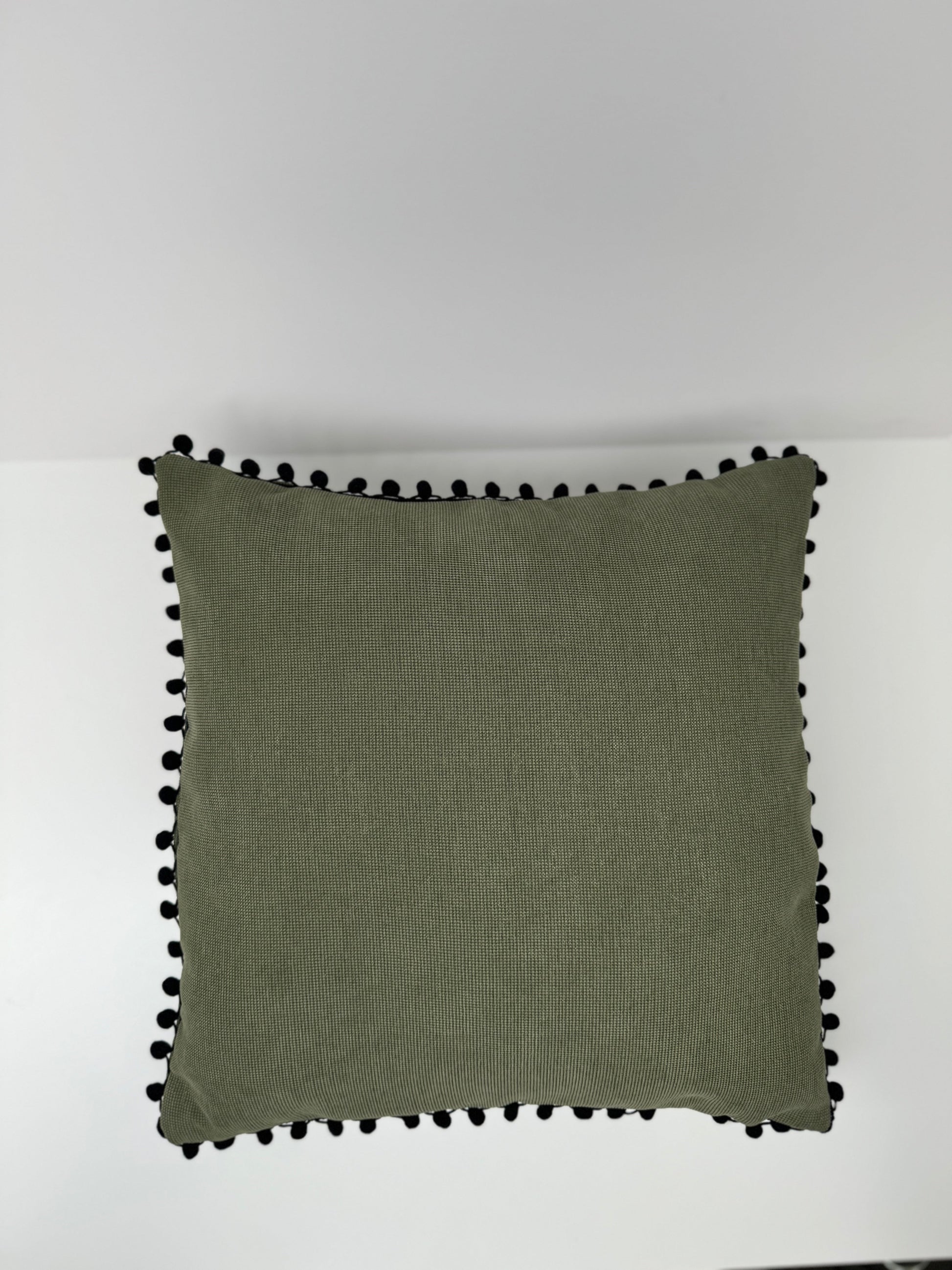 Green Pompom Cushion Cover 45x45cm- Velvet&Vigor 