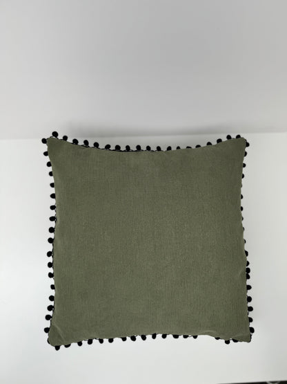 Green Pompom Cushion Cover 45x45cm- Velvet&Vigor 