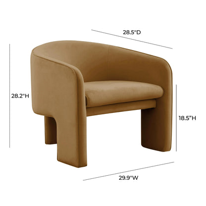 Marla Velvet Accent Chair-Caramel-Modern Furniture-Velvet&Vigor