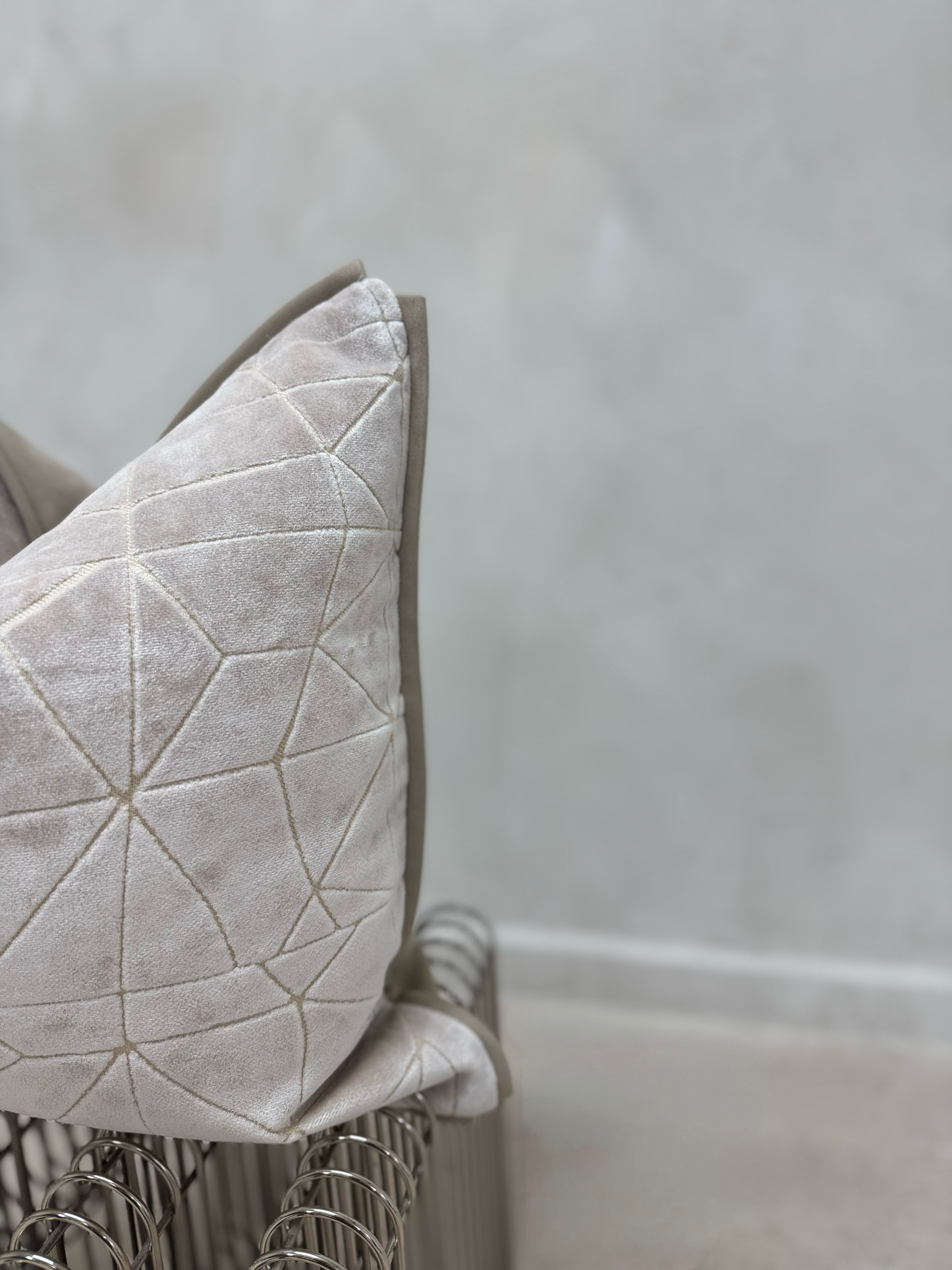 Cream Metallic Cushion-45x45-Neutral Living Interiors-Velvet & Vigor