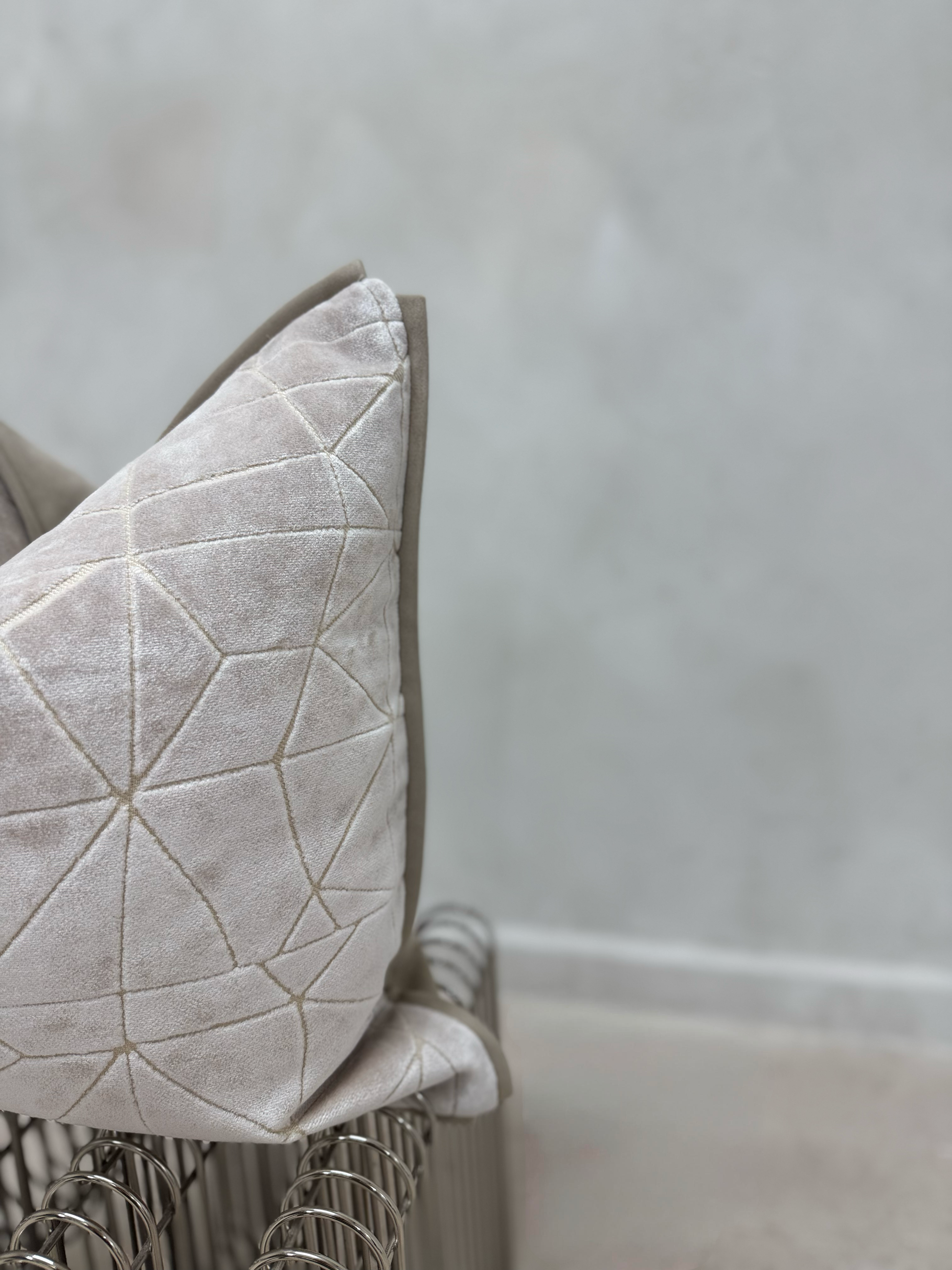 Cream Metallic Cushion-45x45-Neutral Living Interiors-Velvet & Vigor