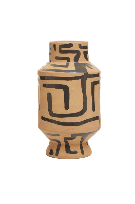 Handmade Earthware Vase-Abstract Print-H41cm-Unique Home Decor-Velvet & Vigor