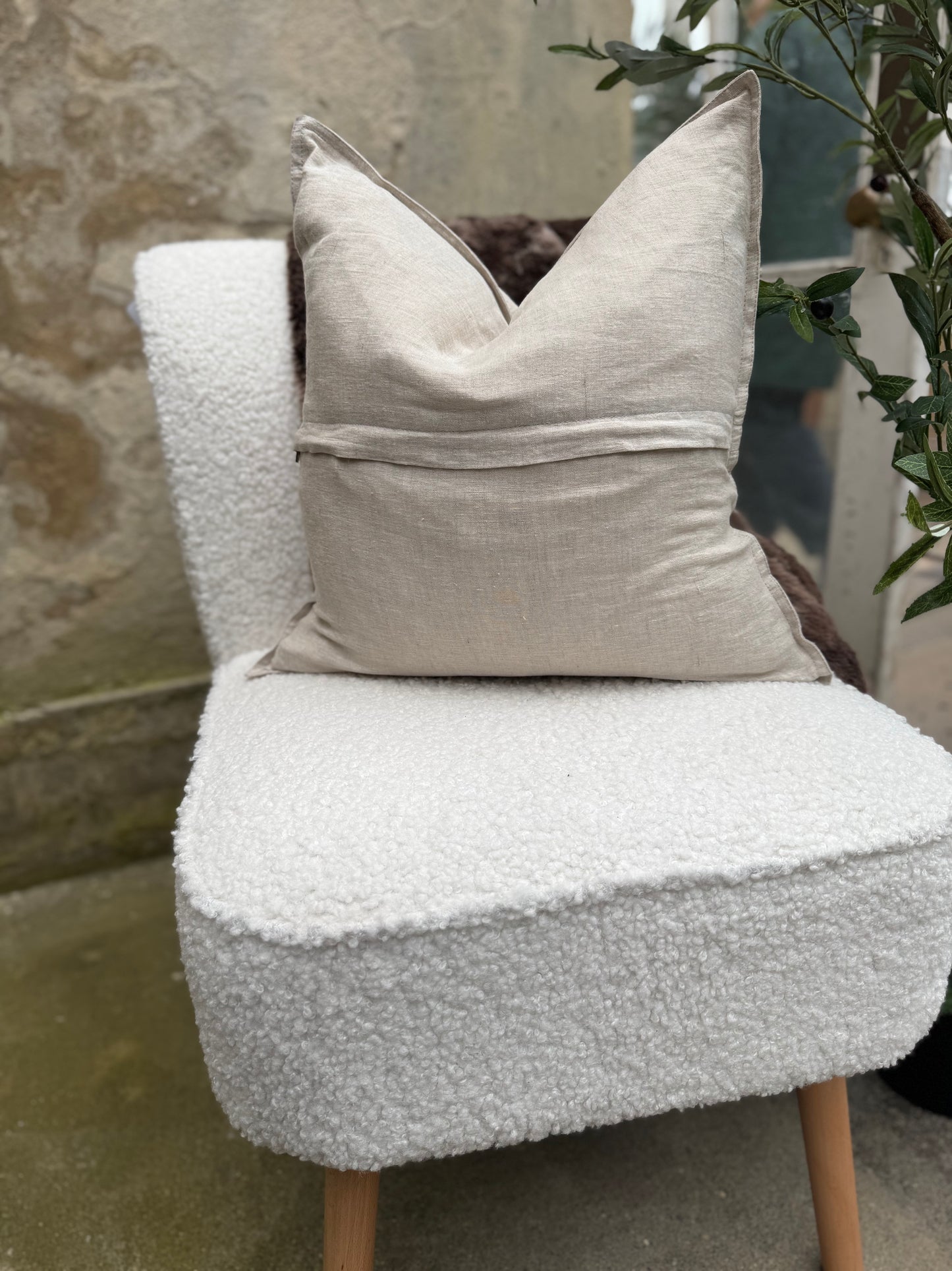 Luxury Linen Cushion-Natural-45x45cm-Modern Decor-Velvet & Vigor 