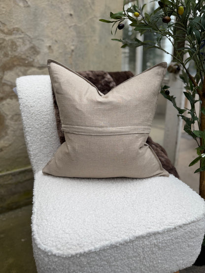 Luxury Linen Cushion-Natural-45x45cm-Modern Decor-Velvet & Vigor 