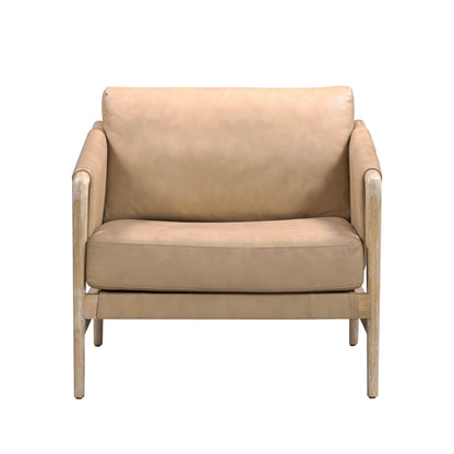 Chakka Tan Genuine Leather Accent Chair-Modern Living Interiors-Velvet&Vigor