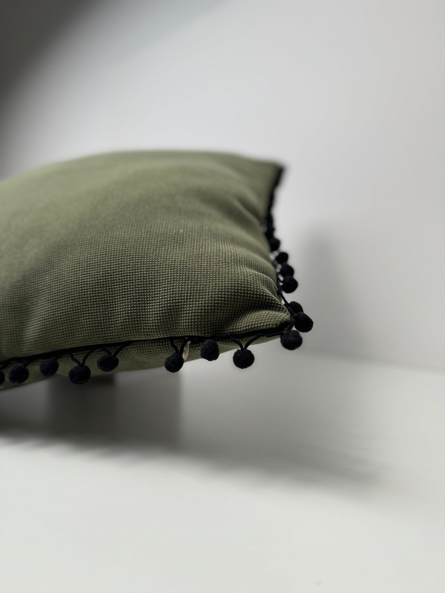 Green Pompom Cushion Cover 45x45cm- Velvet&Vigor 