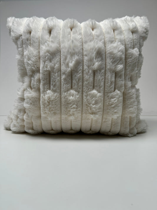 Cream Faux Fur Cushion Cover | 45x45cm- Velvet&Vigor 